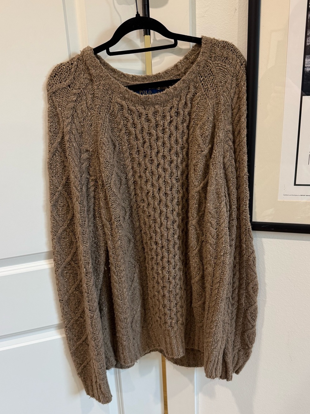 Ralph Lauren Brown Cable Knit Scoop Neck Sweater